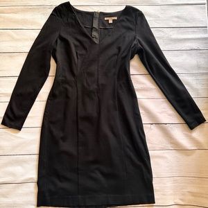 Banana Republic V-neck  long sleeve dress exposed zipper, size 6
